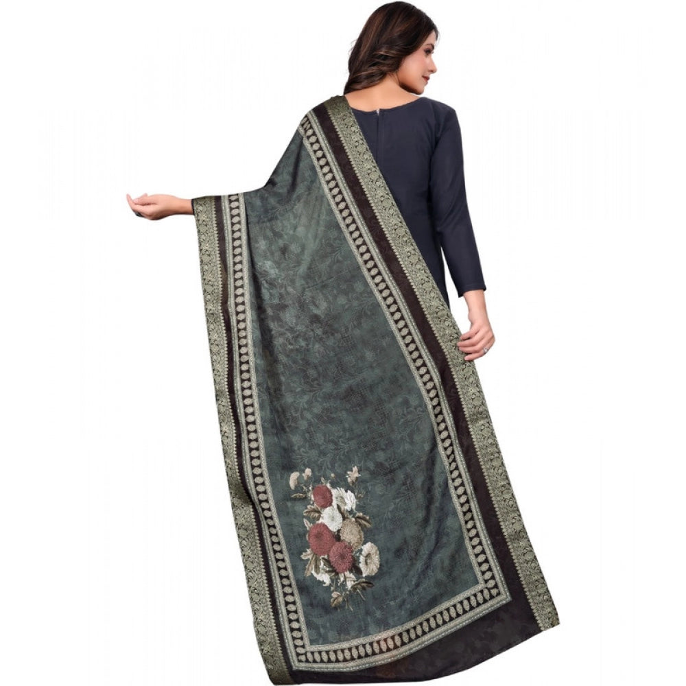 Generic Women's chanderi silk  Printed Dupatta (Black, Length: 2 Mtr)
