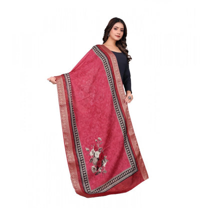 Generic Women's chanderi silk  Printed Dupatta (Red, Length: 2 Mtr)