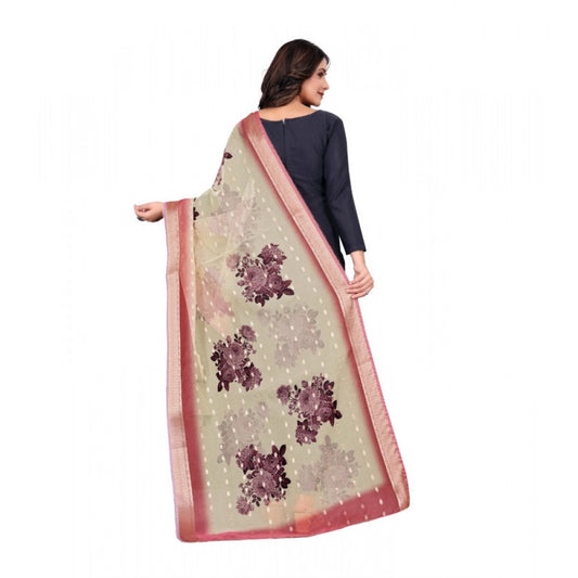 Generic Women's chanderi silk  Printed Dupatta (Beige, Length: 2 Mtr)