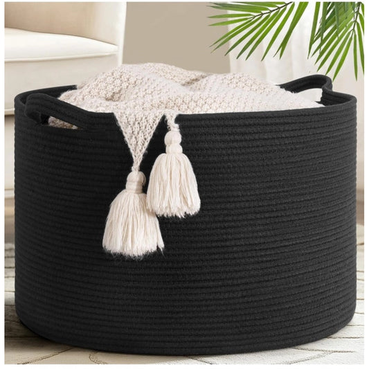 Generic Cotton Basket 14x12 Inch Storage Basket For Clothes (Black)