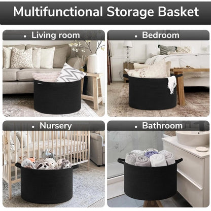 Generic Cotton Basket 14x12 Inch Storage Basket For Clothes (Black)