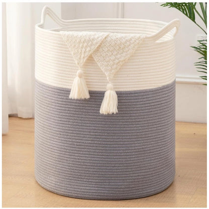 Generic Cotton 12x14 Inch- 1 Pcs Storage Basket For Clothes (Gray-White)