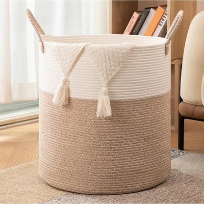 Generic Cotton 12x14 Inch-Kidi-Handle Storage Basket For Clothes (Kidi-White)
