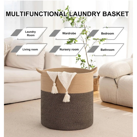 Generic Cotton 12x14 Inch -Storage Basket For Clothes (Dark Brown)