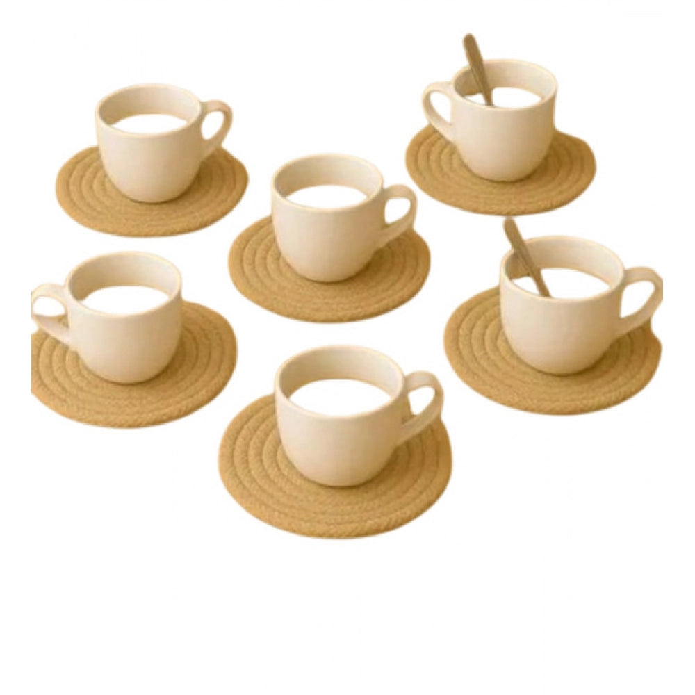 Generic Cotton 6 Pcs Set Tea Coaster 6 Pcs Set (Beige)