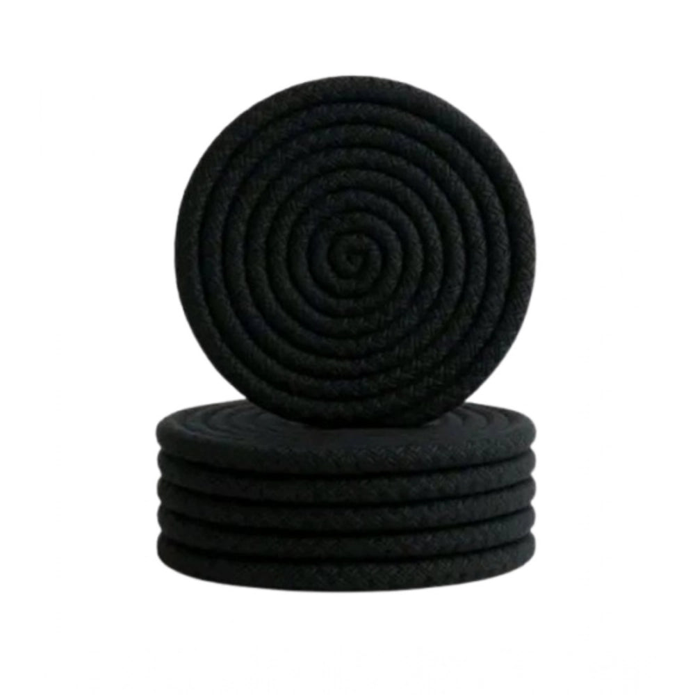 Generic Cotton 6 Pcs Set Tea Coaster 6 Pcs Set (Black)