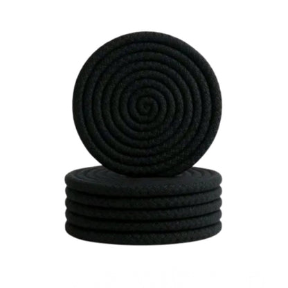 Generic Cotton 6 Pcs Set Tea Coaster 6 Pcs Set (Black)