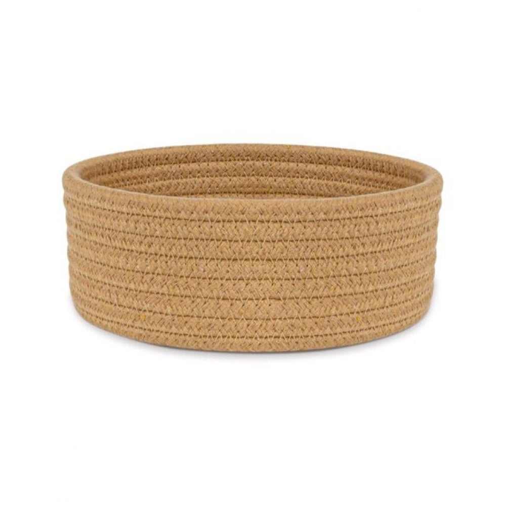 Generic Cotton 8x3 Inch Round 1 Pcs Bedside Organizer (Beige)