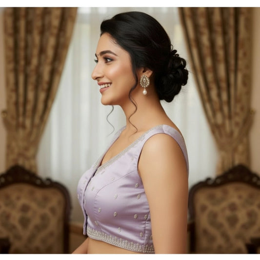 Generic Women's Zimmi Choo Sequin Work V-Neck Padded Blouse (Lavender 38 Ready (Self Alterable 36–40)