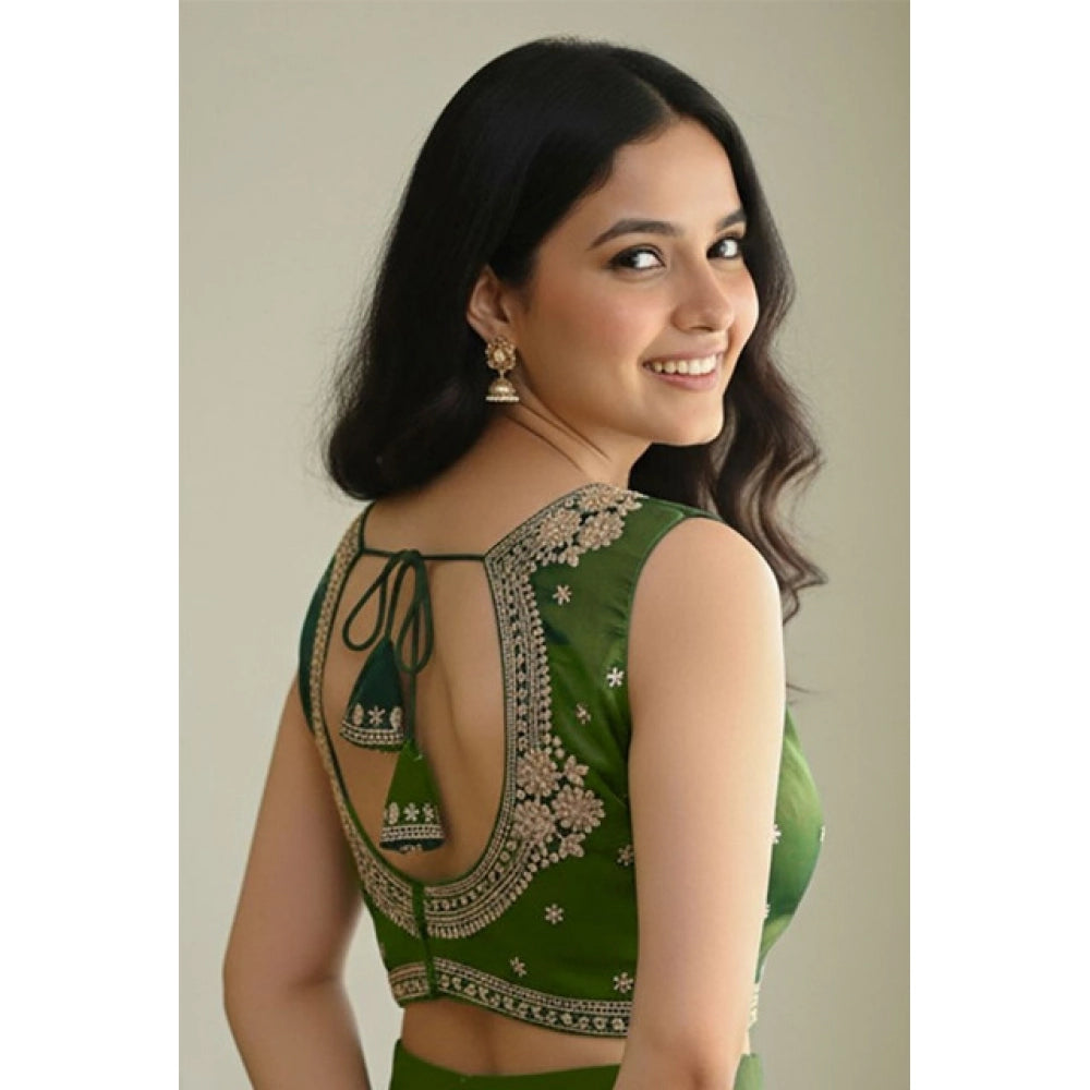 Generic Women's Zimmi Choo Embroidered V-Neck Padded Blouse (Light-Green 38 Ready (Self Alterable 36–40)