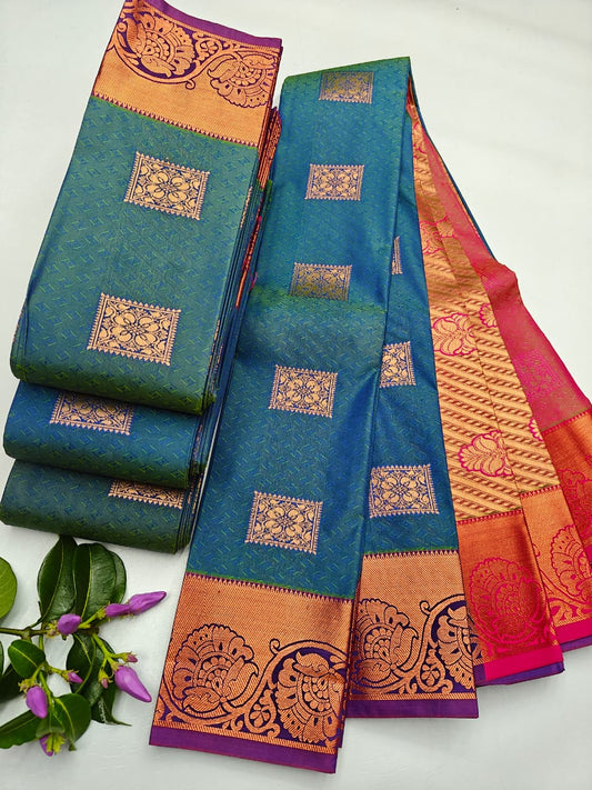Embose  Saree'S,  Contrast Pallu & Blouse EM007